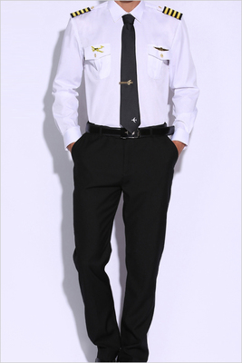 空少制服男航空长袖白色飞机师衬衫机长衬衣工作服飞行员机师地勤